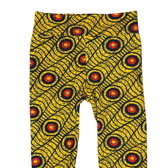 Lularoe Printed Leggings Yellow Multi Color One Size 2-10 - Picture 2 of 8